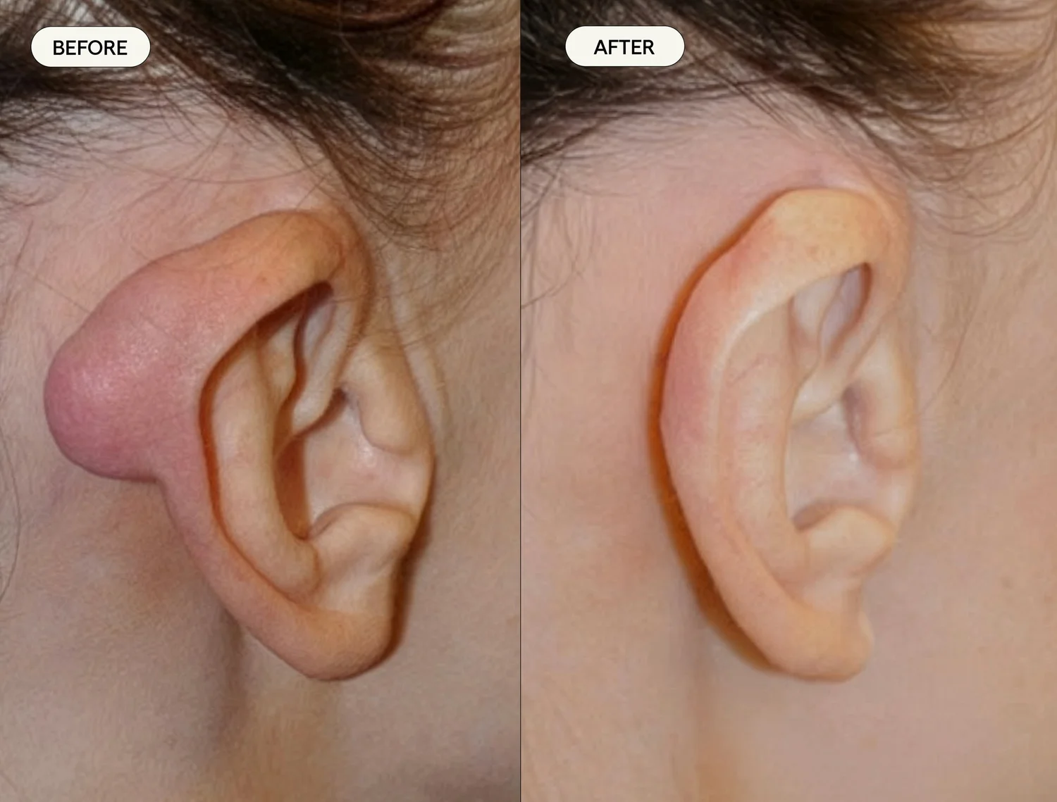 Before and after image published in Dr Sultan's scars gallery.
